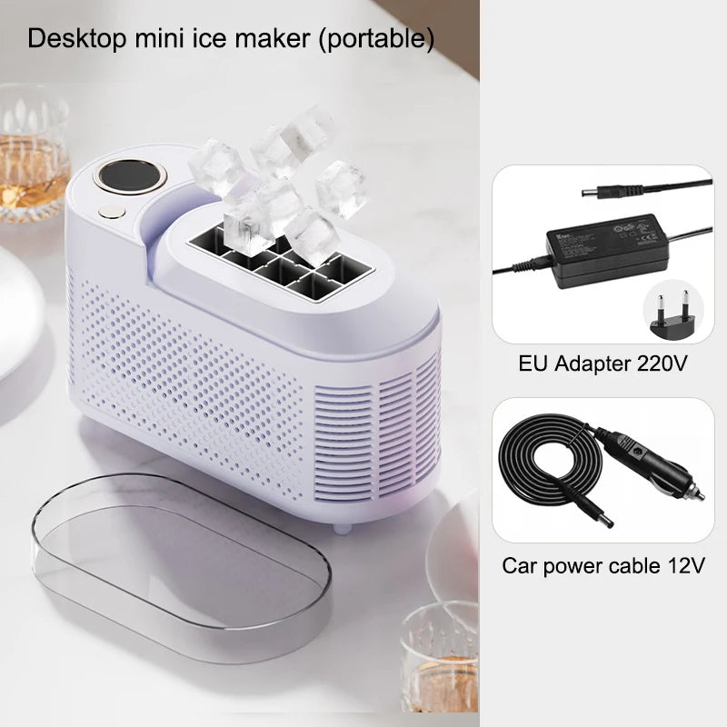 Machine à Glace Compacte Automatique ABS Aluminium 120W Portable Maison Bureau Camping Fabricant de Glaçons Mini Bureau Machine à Glaçons Rapide | Restfield