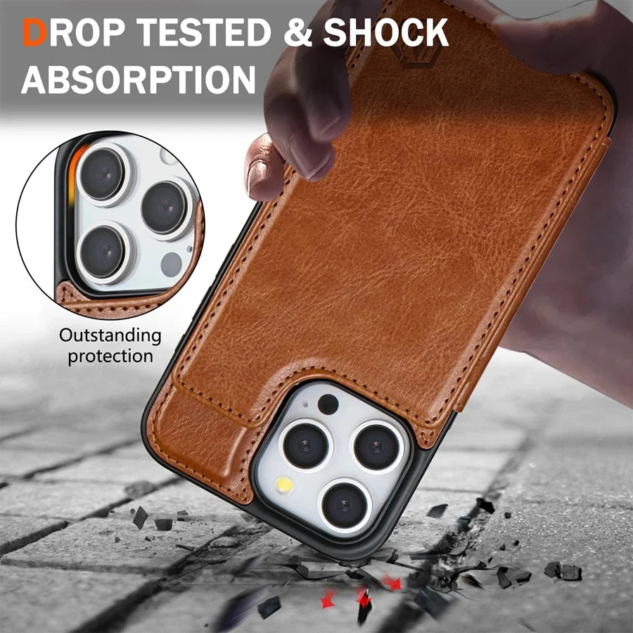 Magnetische Telefoonhoes met RFID-Bescherming Kaarthouder Leren Smartphone Portemonnee Case Wallet Cover | Sansoti
