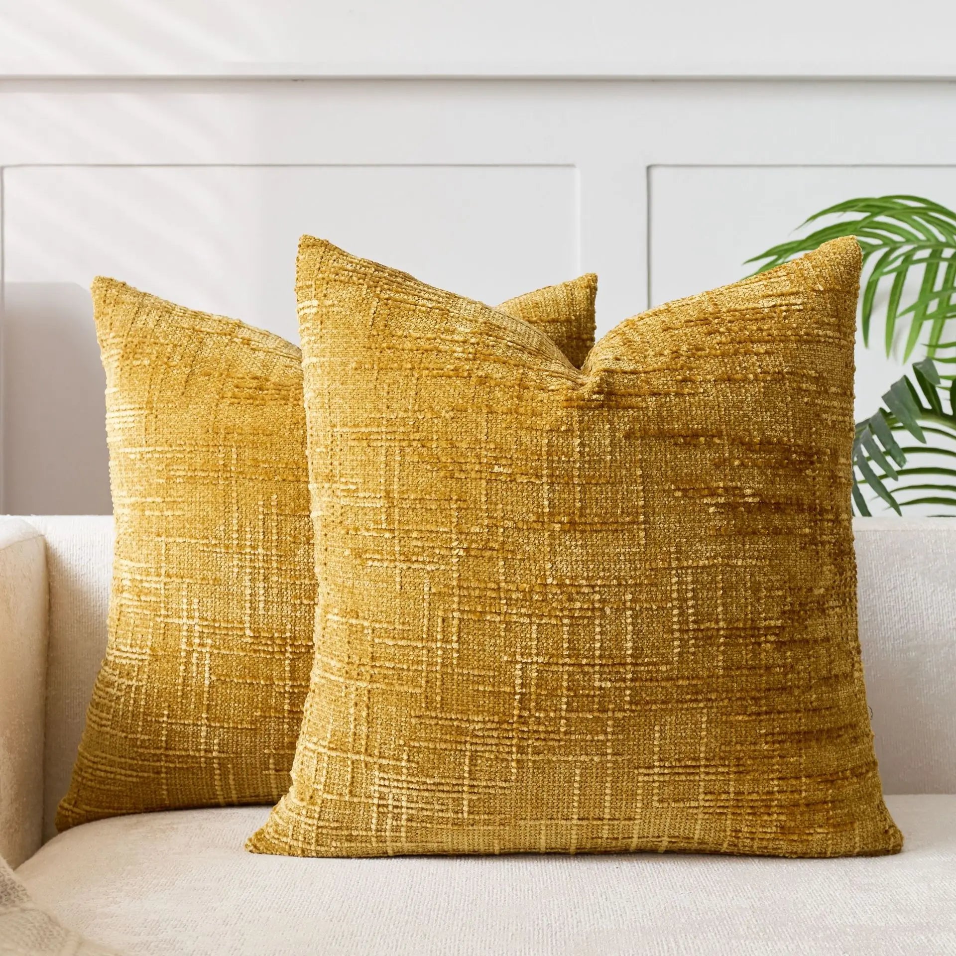 Housse de coussin chenille structure bambou uni 40 45 50cm pour canapé et chambre | Restfield
