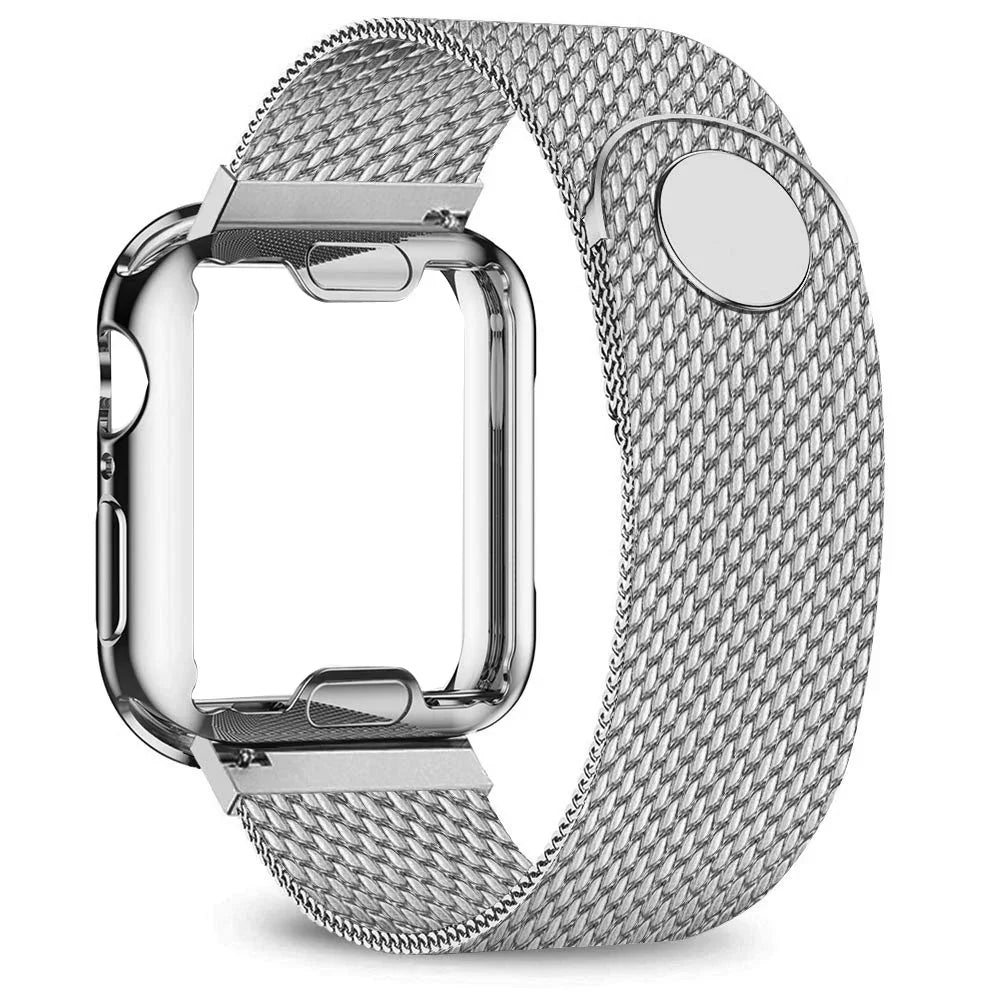 Metallarmband für Smartwatches, Edelstahl-Mesh, verstellbar, universell, Uhrenarmband, 38–49 mm, Silber | Sansoti