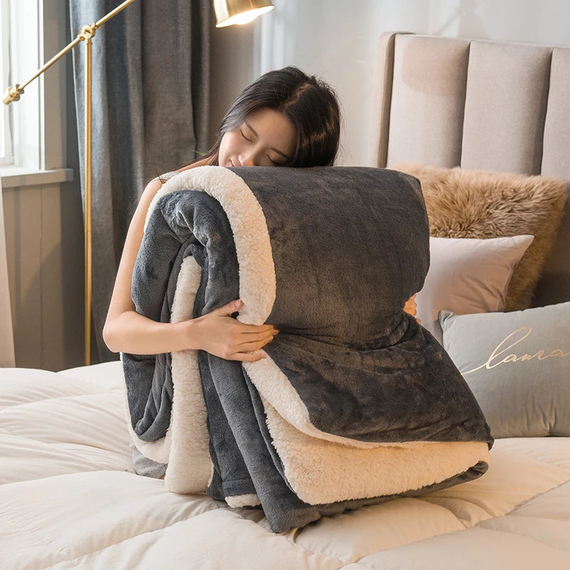 Wollplaid Decke | Warm & Weich | Wendbar | Für Bett, Sofa & Winter