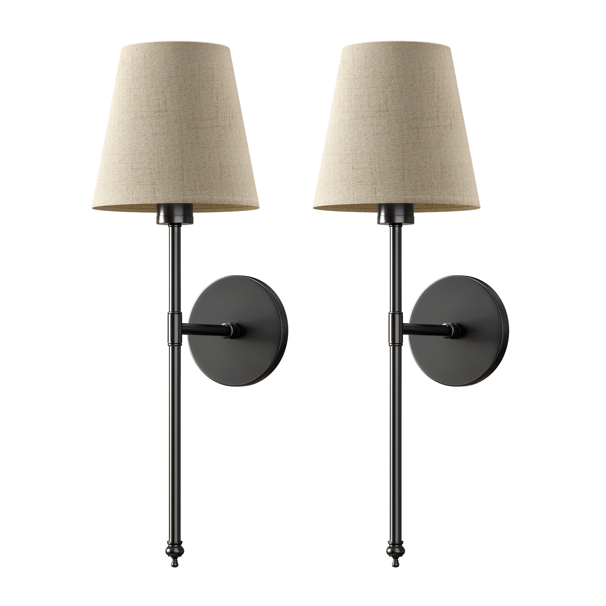Wandlampe Gold Leinen Schirm Set 2 Kabellos Fernbedienung Dimmbar RGB Schlafzimmer Wohnzimmer | Restfield