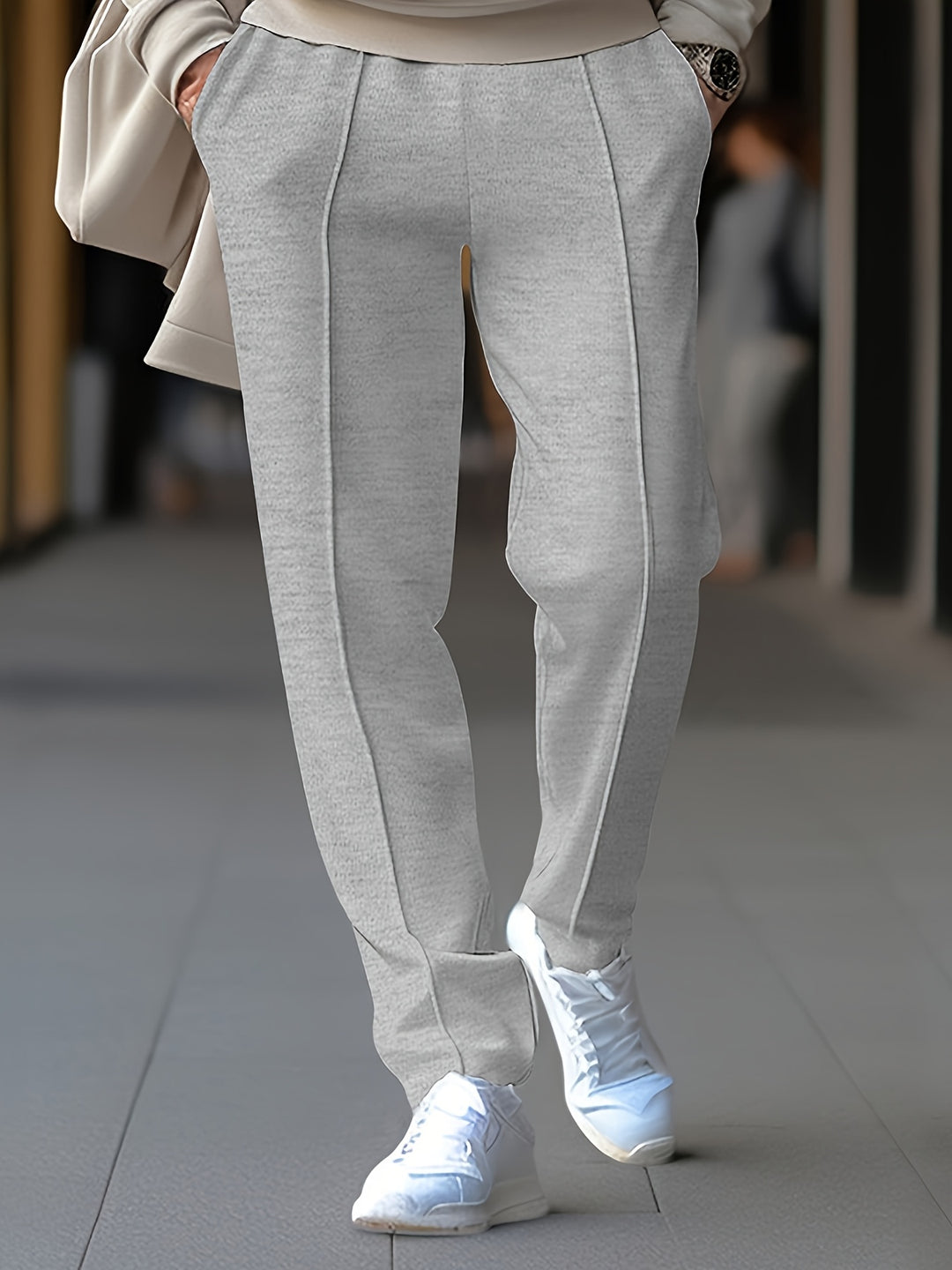 Pantalon heren met trekkoord en siernaden - Strakke pasvorm - Casual en smart-casual broek voor elke dag | Sansoti