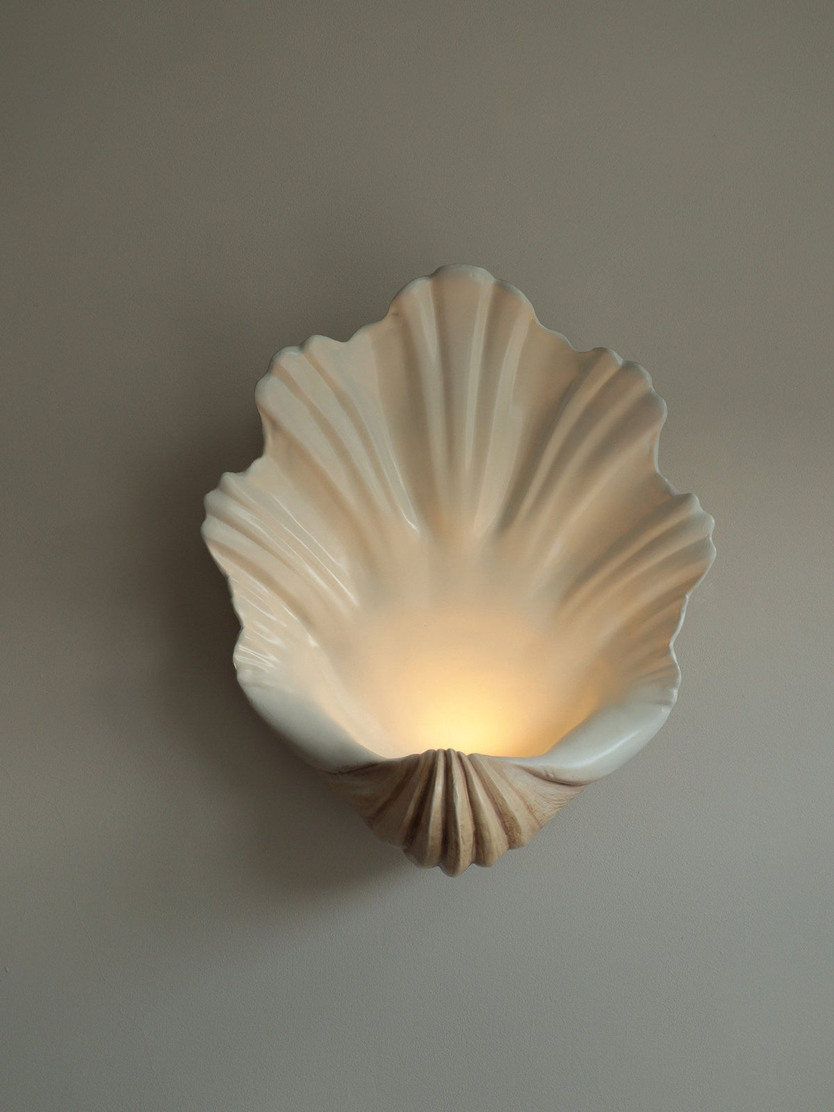 Wall Lamp Shell Cream White Natural Wood E12 Socket Organic Shapes Living Room Bedroom Hallway 42×19×52cm | Sansoti