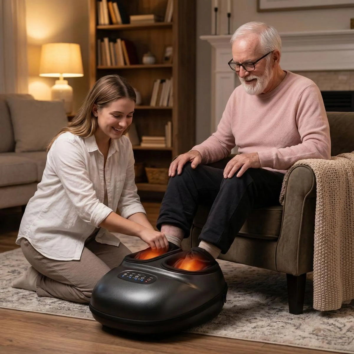 Elektrisches Fußmassagegerät mit Wärmefunktion und Luftkompression für Entspannung und Linderung zu Hause | Sansoti