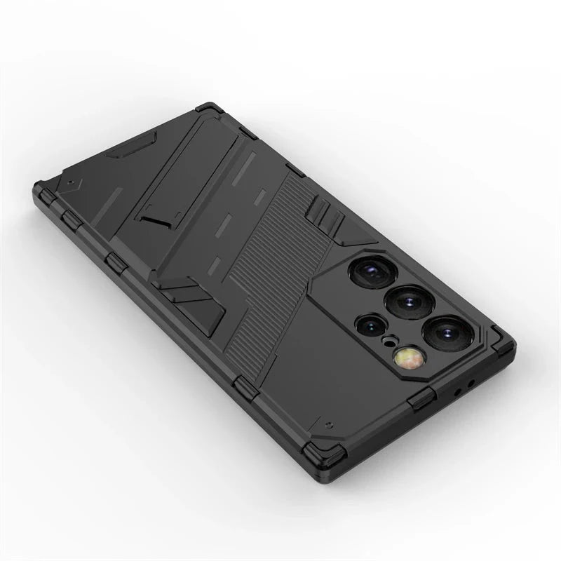 Shock-Resistant Samsung Galaxy Phone Case with Stand, Black Blue Gray, Protective Smartphone Case | Sansoti