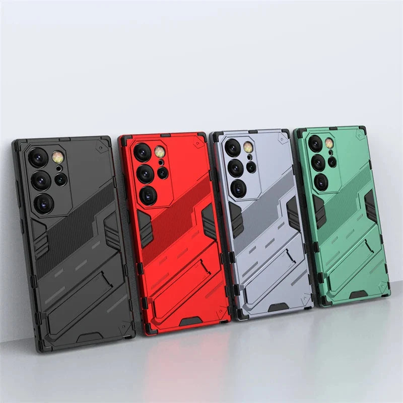 Shock-Resistant Samsung Galaxy Phone Case with Stand, Black Blue Gray, Protective Smartphone Case | Sansoti