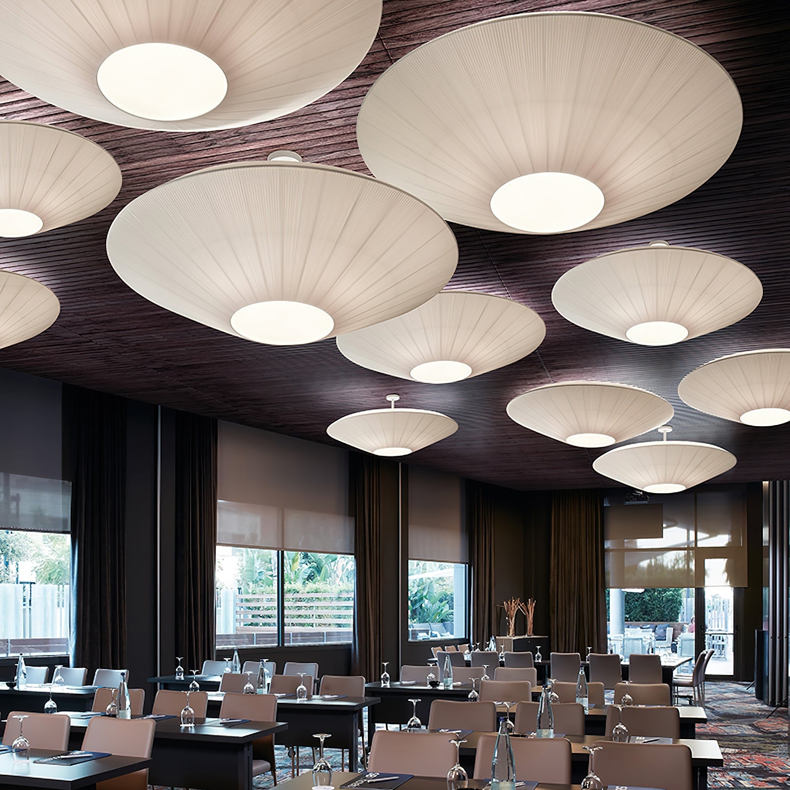 Plafondlamp Oosterse Stijl Stoffen Kap Zachte Verlichting voor Eetkamer Woonkamer Dimbaar 3 Maten | Sansoti
