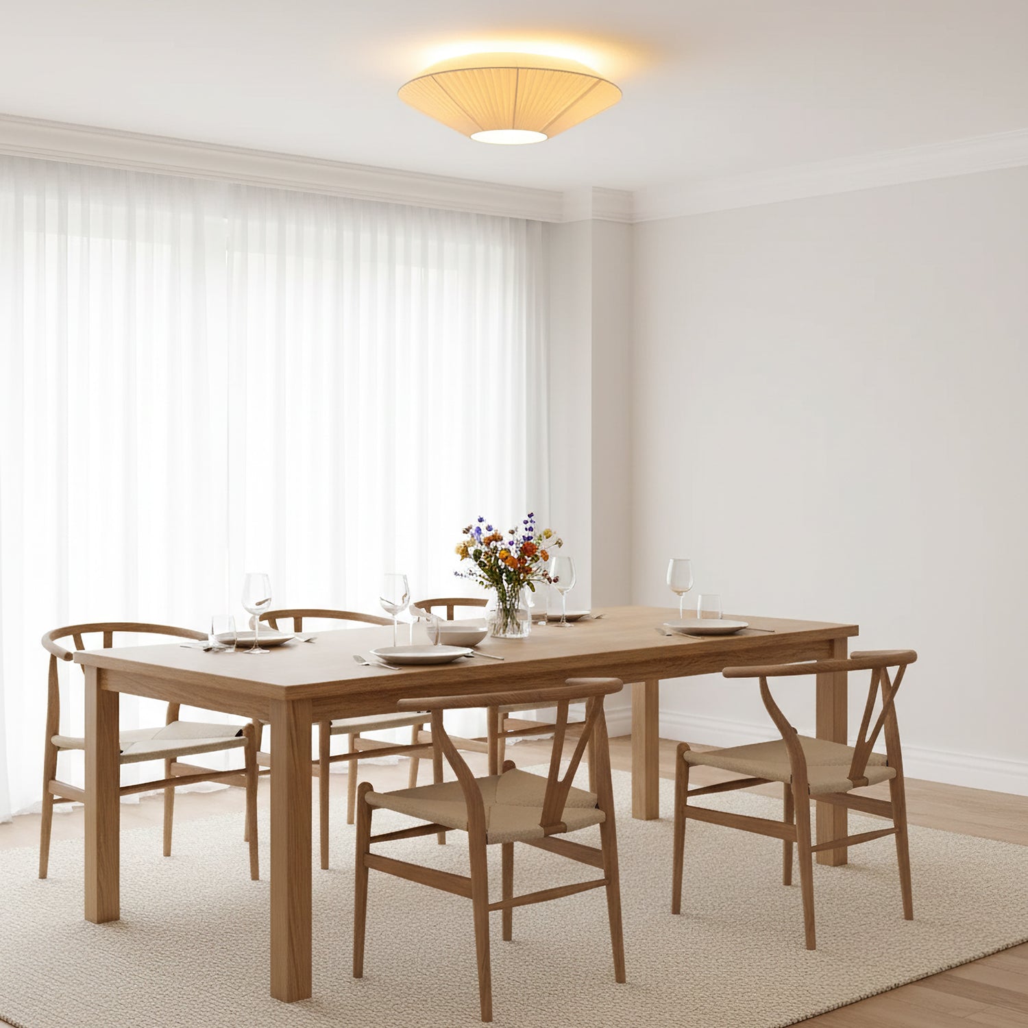 Plafondlamp Oosterse Stijl Stoffen Kap Zachte Verlichting voor Eetkamer Woonkamer Dimbaar 3 Maten | Sansoti