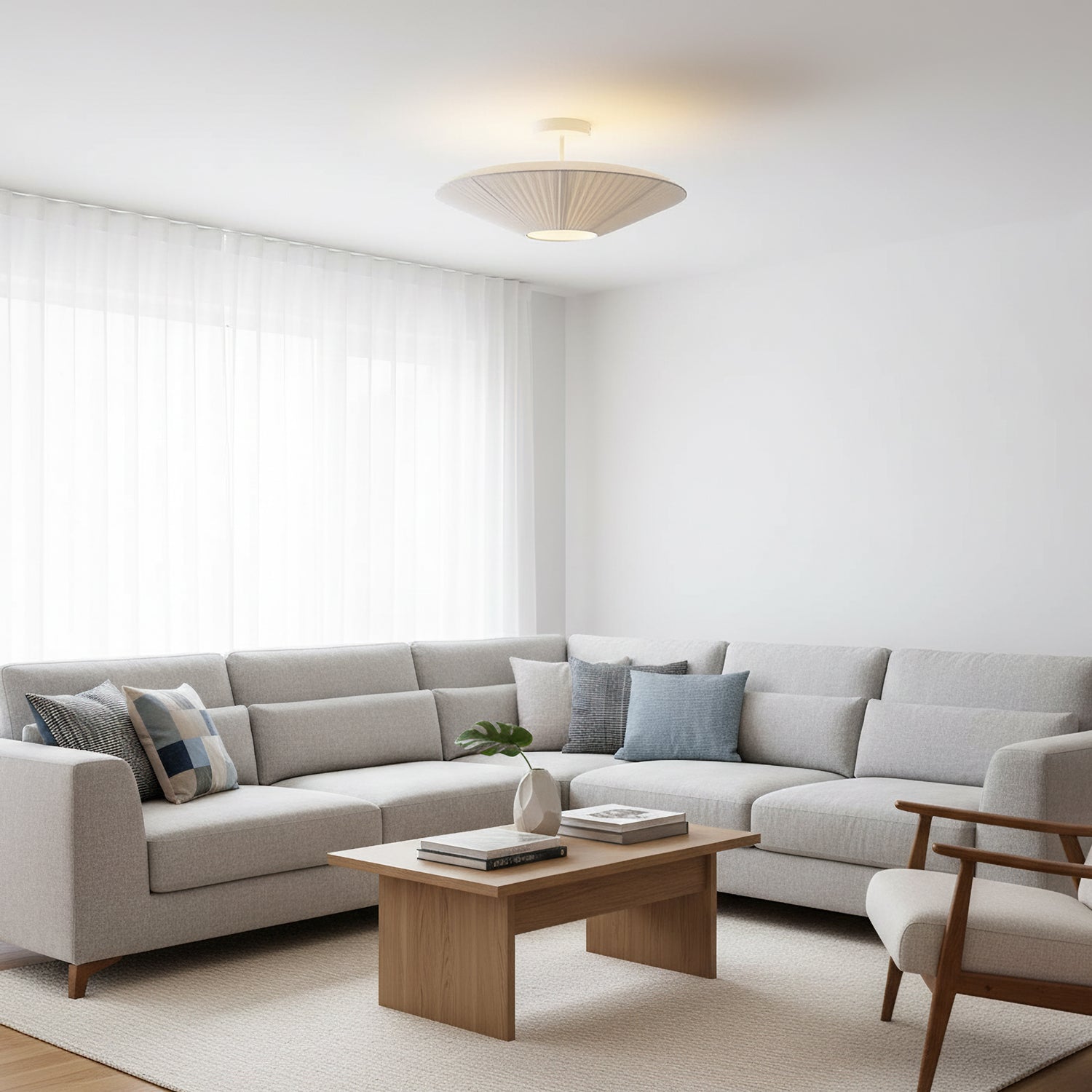 Plafondlamp Oosterse Stijl Stoffen Kap Zachte Verlichting voor Eetkamer Woonkamer Dimbaar 3 Maten | Sansoti