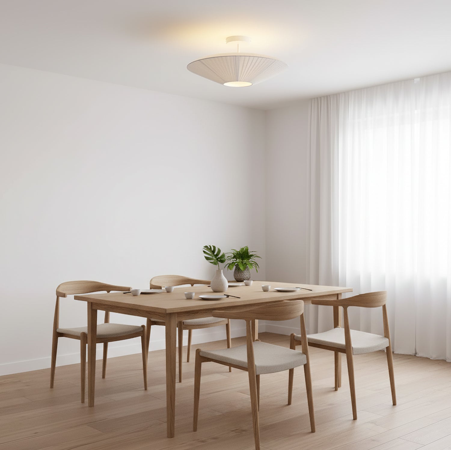 Plafondlamp Oosterse Stijl Stoffen Kap Zachte Verlichting voor Eetkamer Woonkamer Dimbaar 3 Maten | Sansoti
