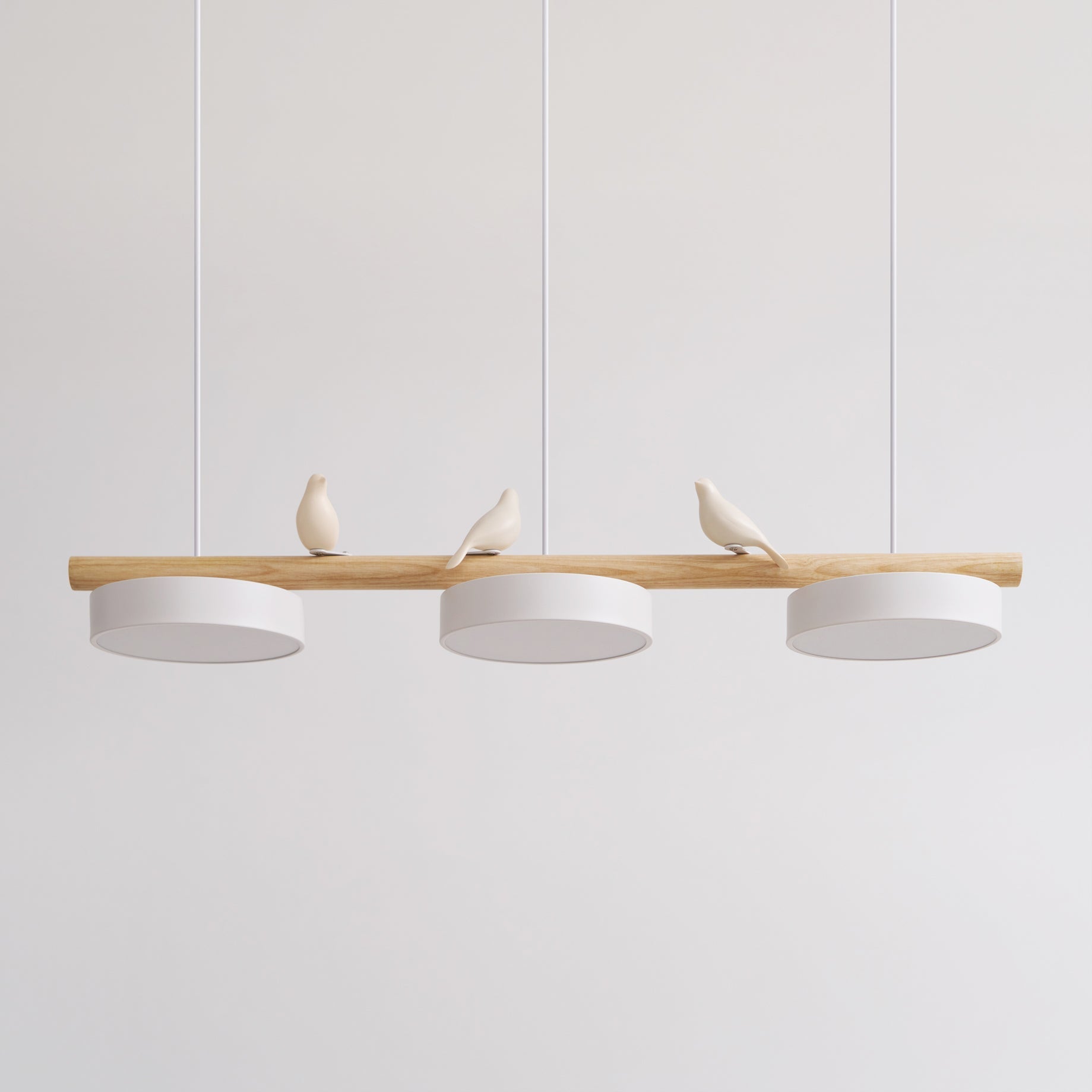 Hanglamp Met Vogels Houten Balk LED 80cm Modern Design | Sansoti