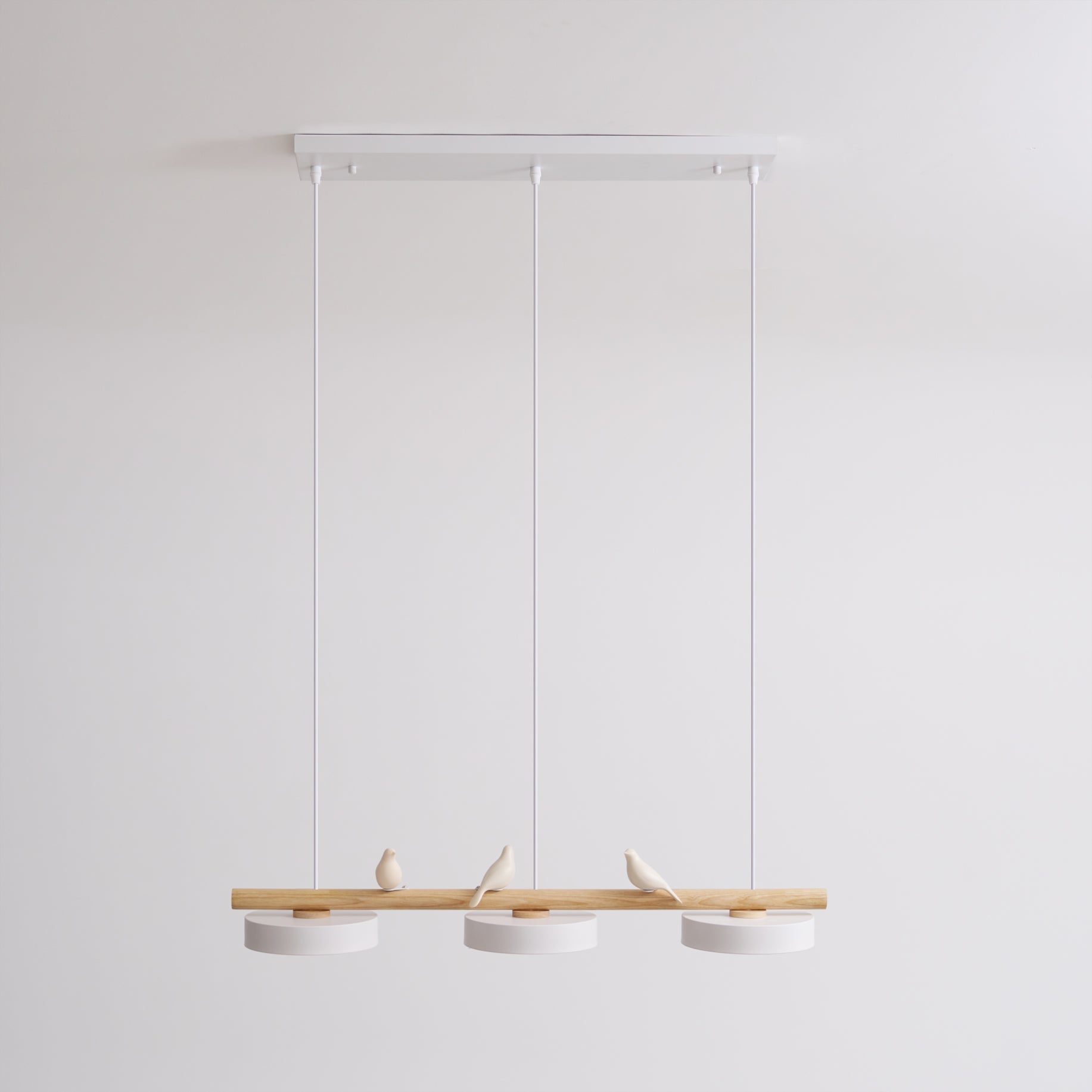 Hanglamp Met Vogels Houten Balk LED 80cm Modern Design | Sansoti