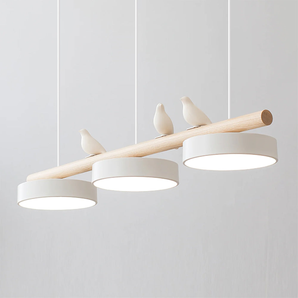 Hanglamp Met Vogels Houten Balk LED 80cm Modern Design | Sansoti