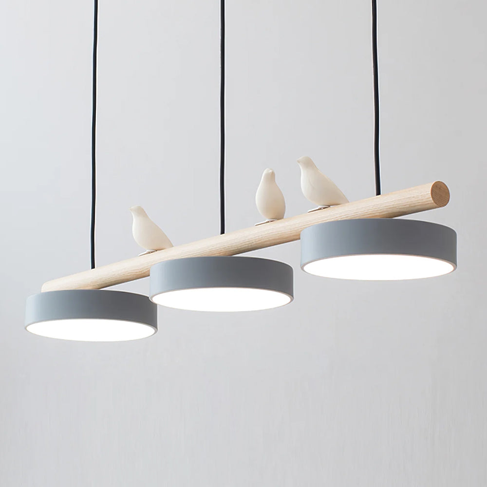 Hanglamp Met Vogels Houten Balk LED 80cm Modern Design | Sansoti