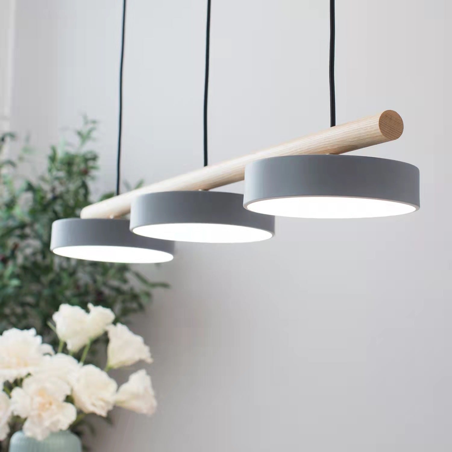 Hanglamp Met Vogels Houten Balk LED 80cm Modern Design | Sansoti