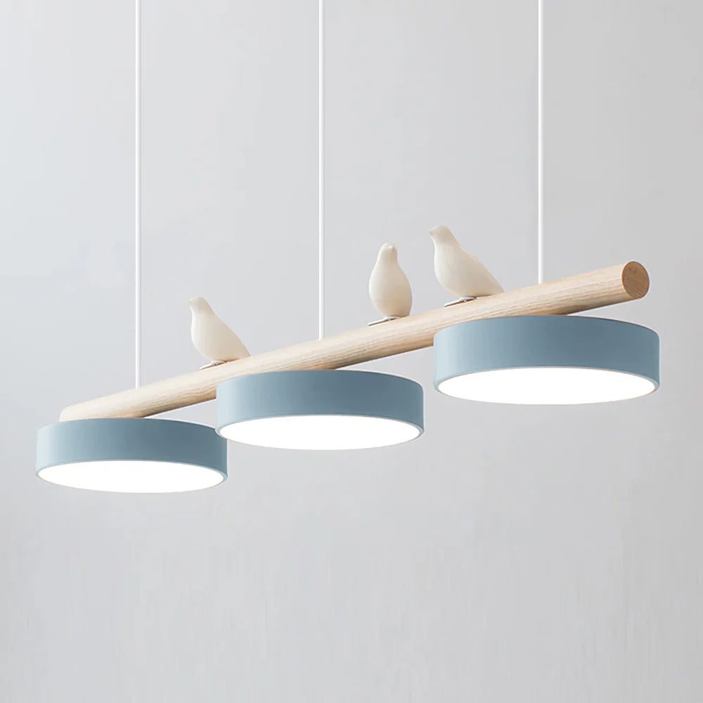 Hanglamp Met Vogels Houten Balk LED 80cm Modern Design | Sansoti