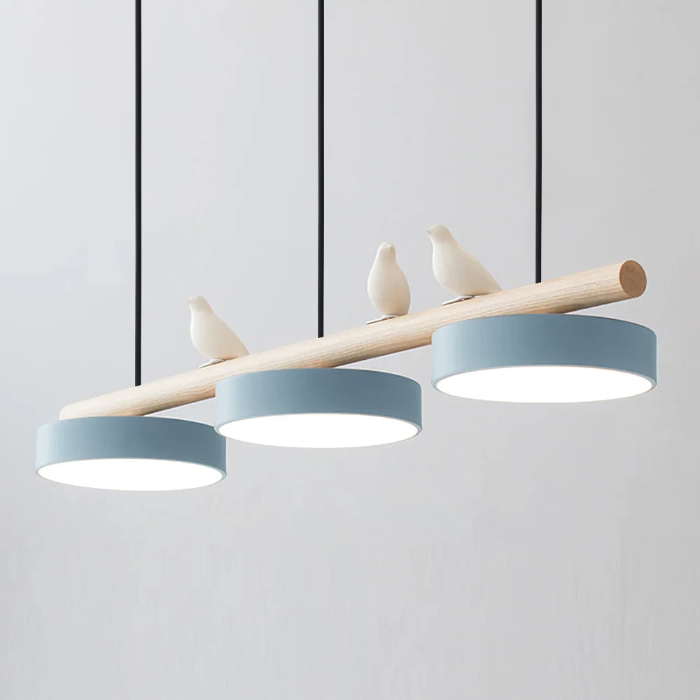 Hanglamp Met Vogels Houten Balk LED 80cm Modern Design | Sansoti