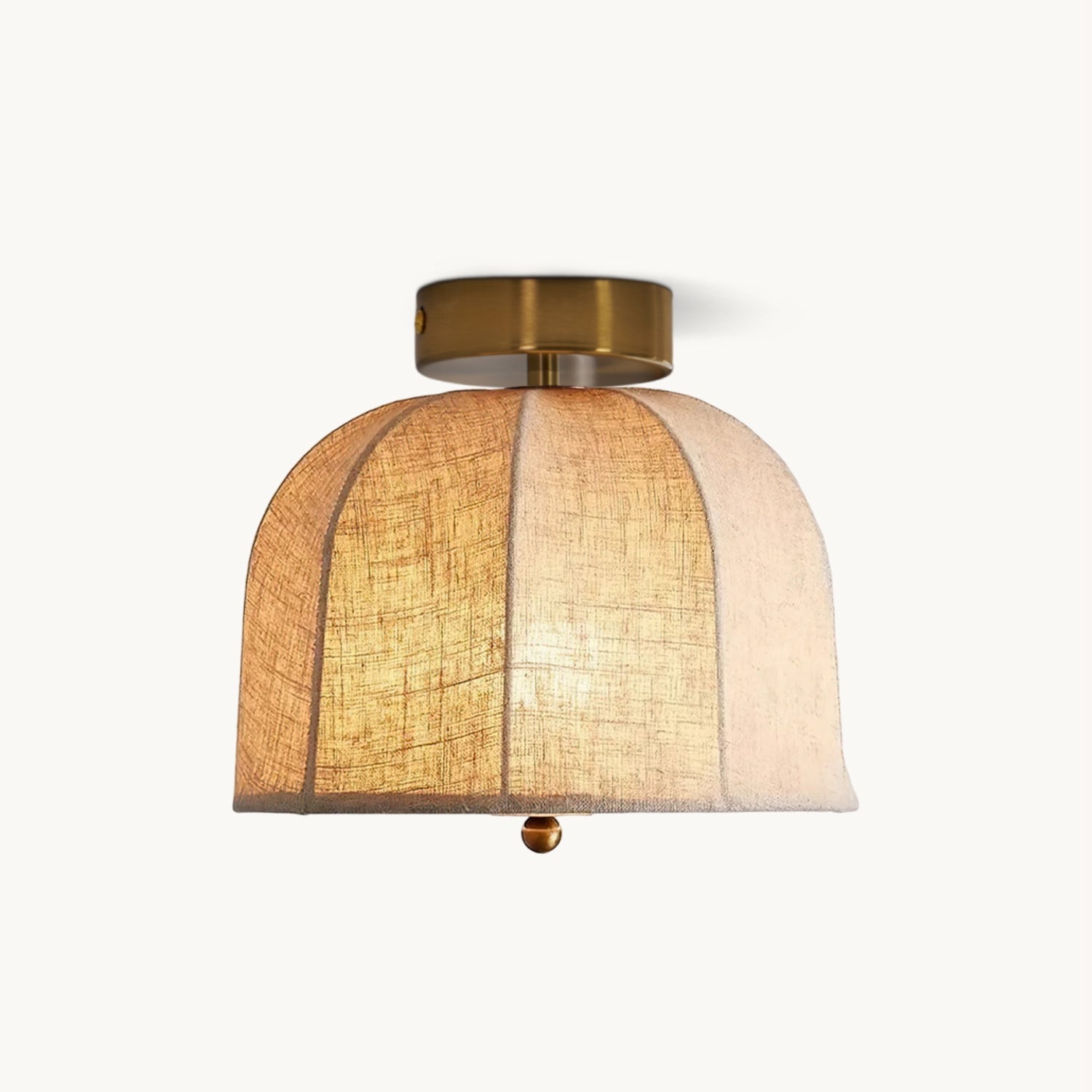 Linnen plafondlamp met gouden ijzeren frame rustiek design warm sfeerlicht voor slaapkamer woonkamer hal entree landelijk | Sansoti