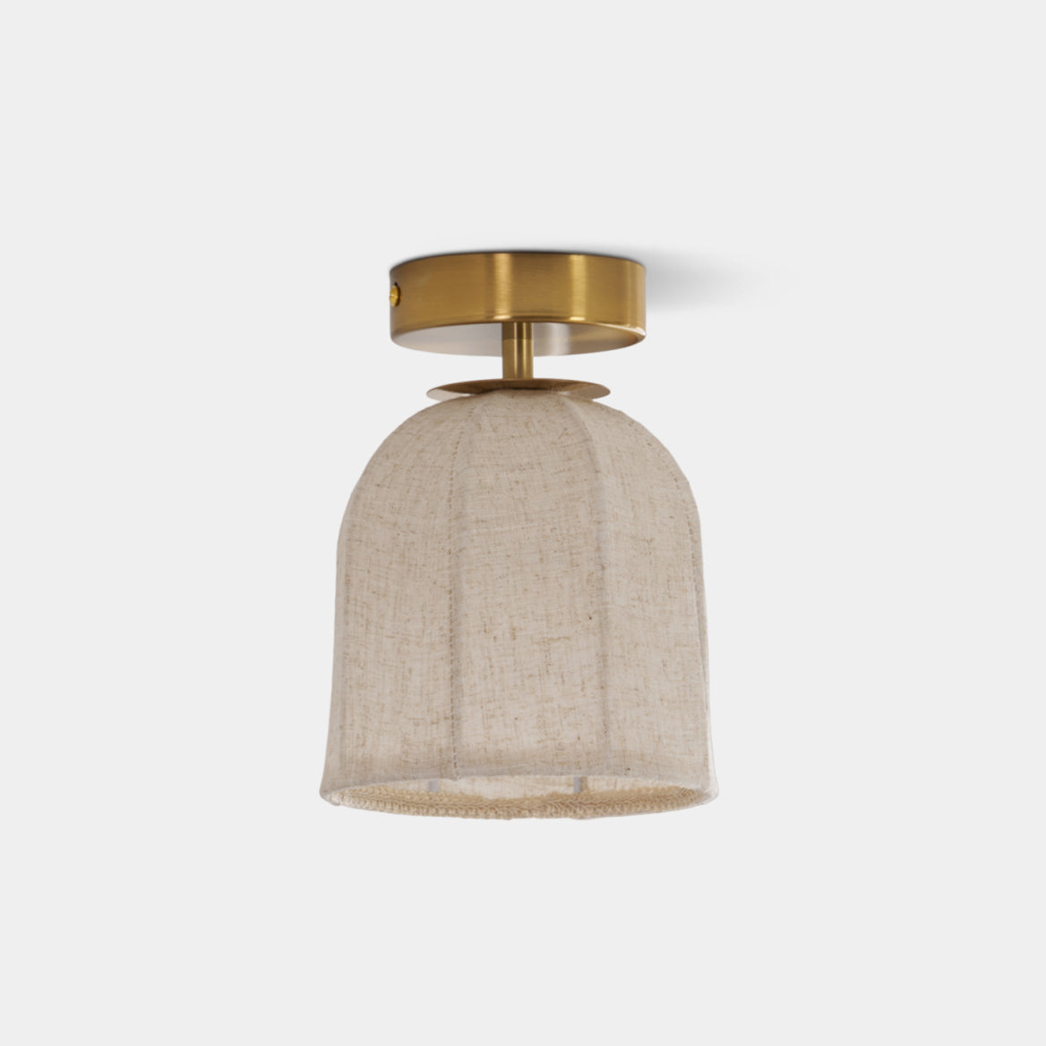 Linnen plafondlamp met gouden ijzeren frame rustiek design warm sfeerlicht voor slaapkamer woonkamer hal entree landelijk | Sansoti