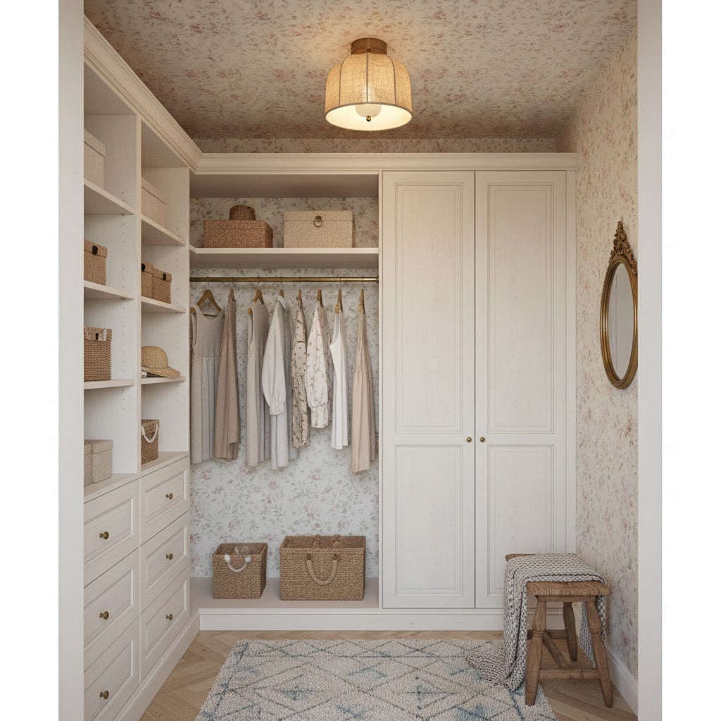 Linnen plafondlamp met gouden ijzeren frame rustiek design warm sfeerlicht voor slaapkamer woonkamer hal entree landelijk | Sansoti