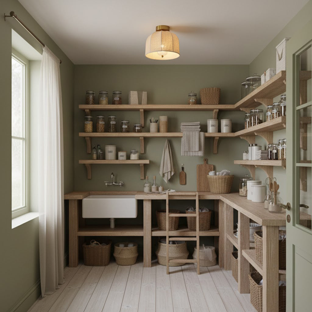 Linnen plafondlamp met gouden ijzeren frame rustiek design warm sfeerlicht voor slaapkamer woonkamer hal entree landelijk | Sansoti