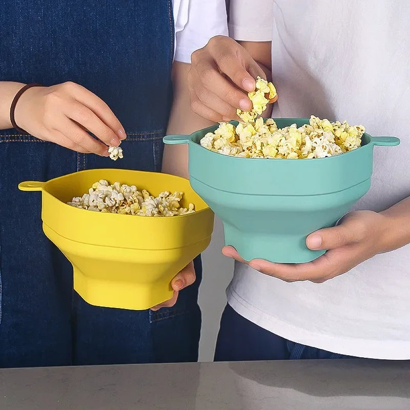Opvouwbare Magnetron Popcornbak Herbruikbaar Siliconen met Deksel | Sansoti
