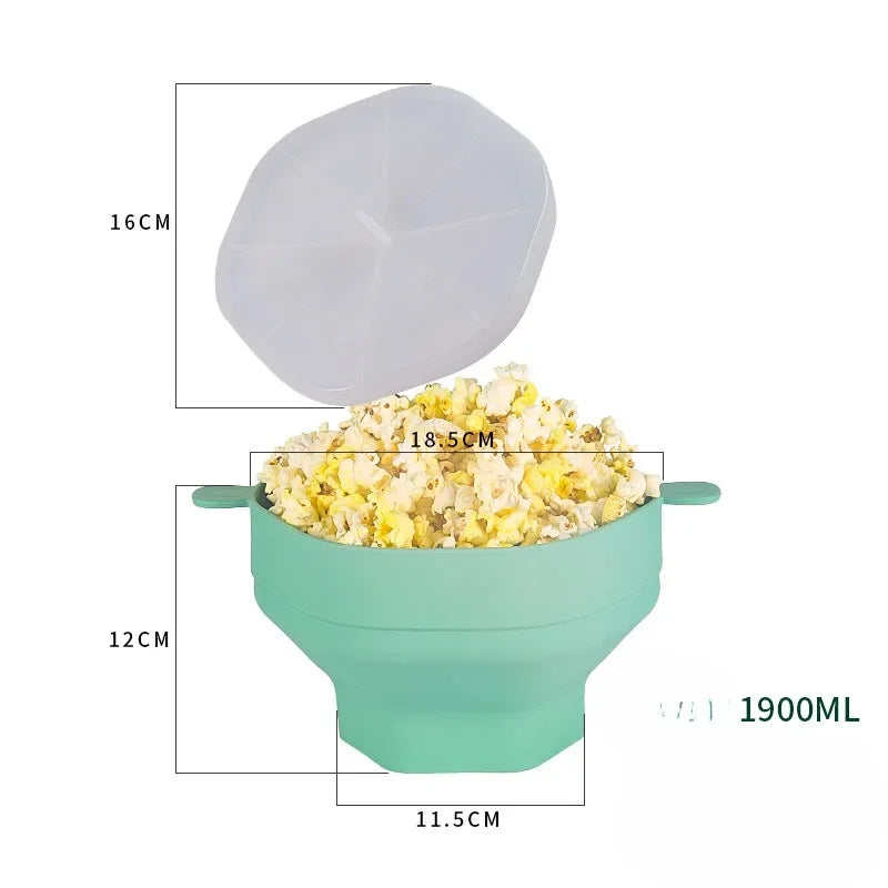 Opvouwbare Magnetron Popcornbak Herbruikbaar Siliconen met Deksel | Sansoti