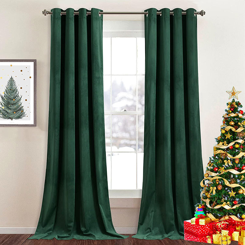 Velvet Blackout Curtains with Silver Rings 2 Panels | Sansoti