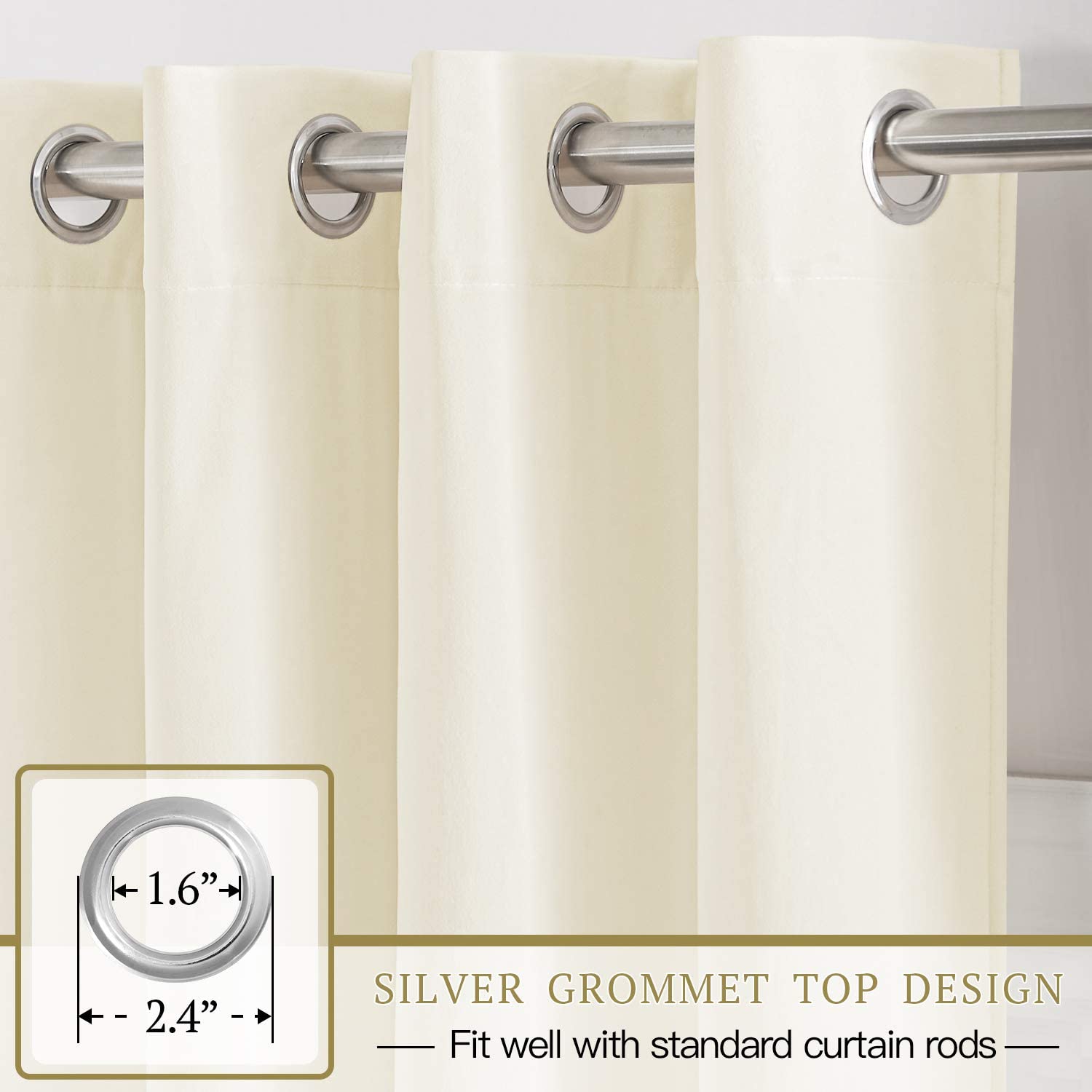 Velvet Blackout Curtains with Silver Rings 2 Panels | Sansoti