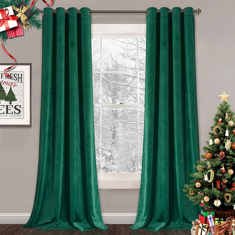 Velvet Blackout Curtains with Silver Rings 2 Panels | Sansoti
