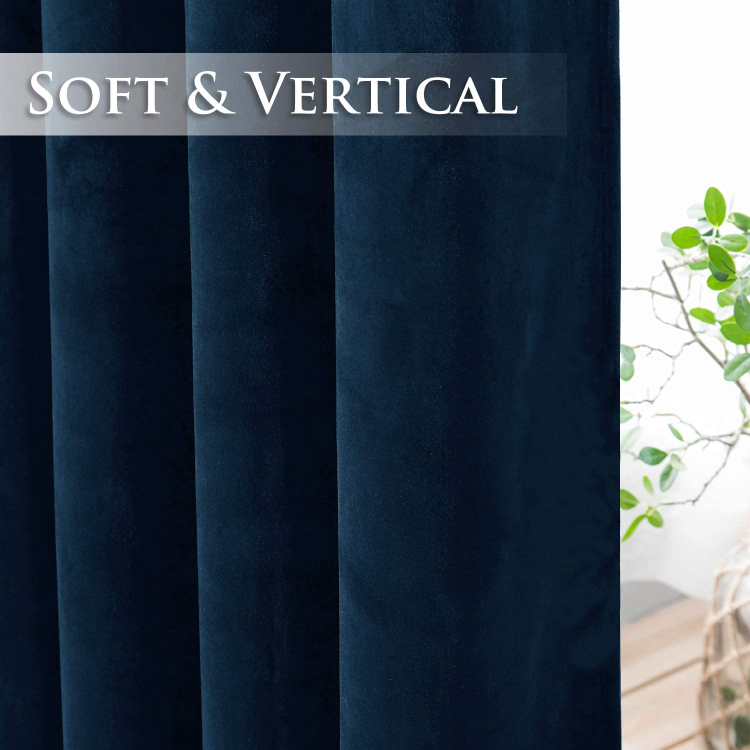 Velvet Blackout Curtains with Silver Rings 2 Panels | Sansoti