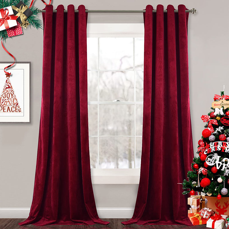 Velvet Blackout Curtains with Silver Rings 2 Panels | Sansoti
