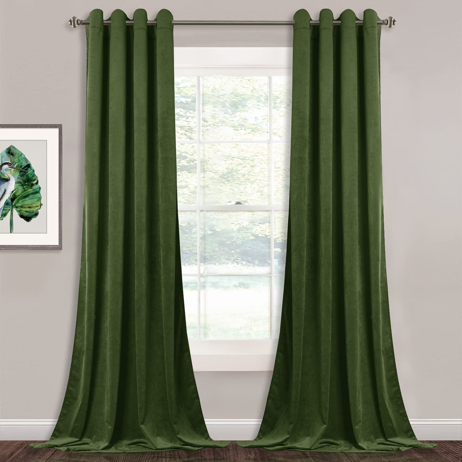 Velvet Blackout Curtains with Silver Rings 2 Panels | Sansoti