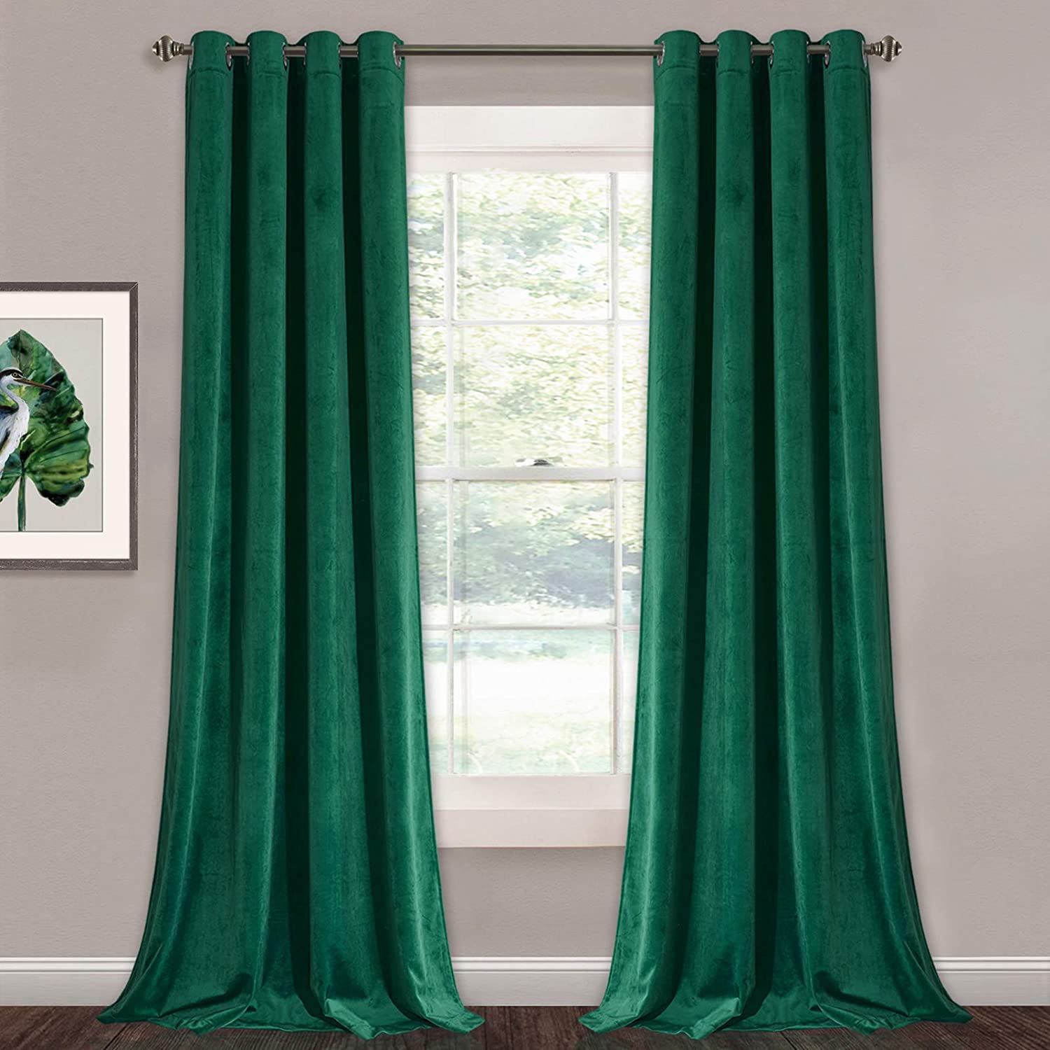 Velvet Blackout Curtains with Silver Rings 2 Panels | Sansoti