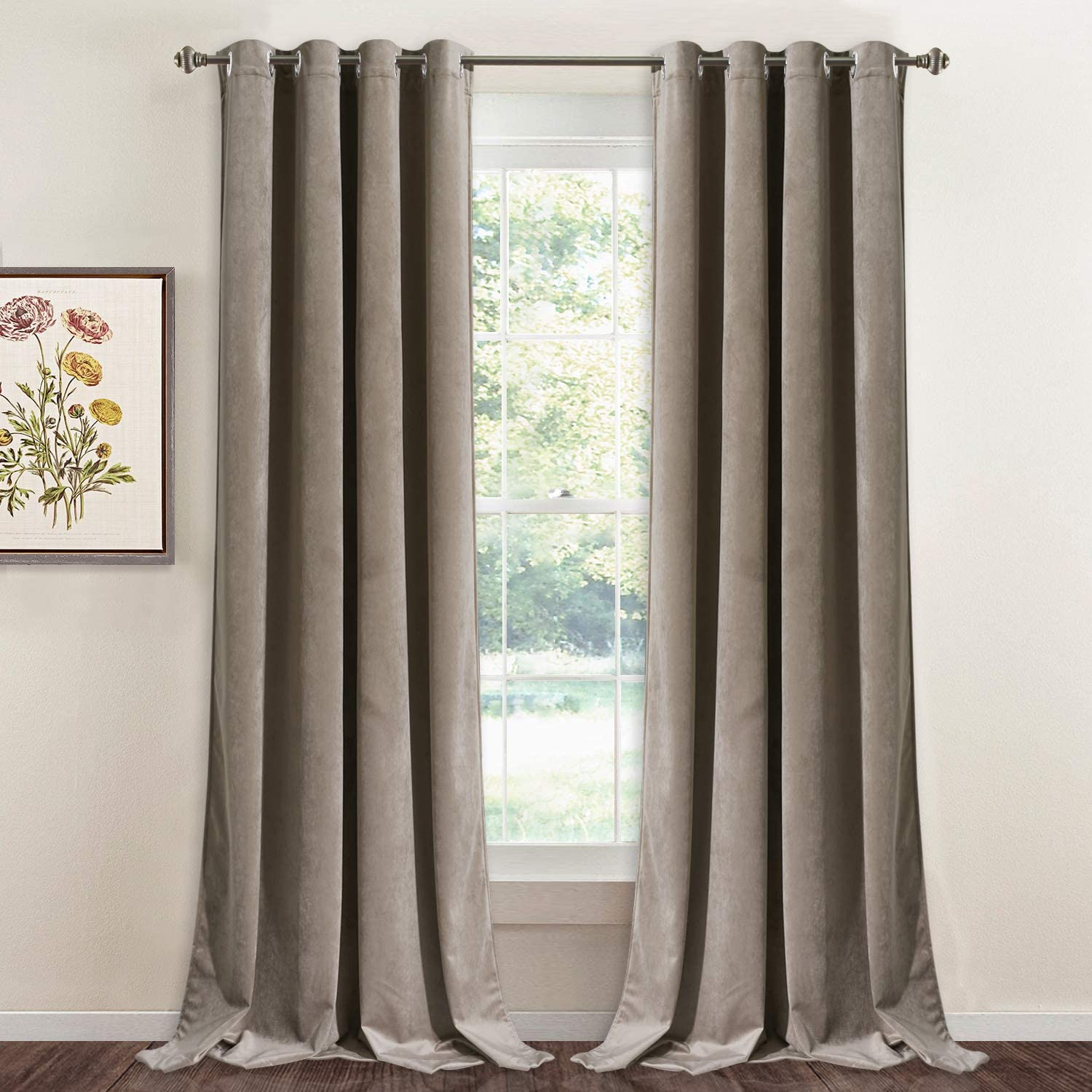 Velvet Blackout Curtains with Silver Rings 2 Panels | Sansoti
