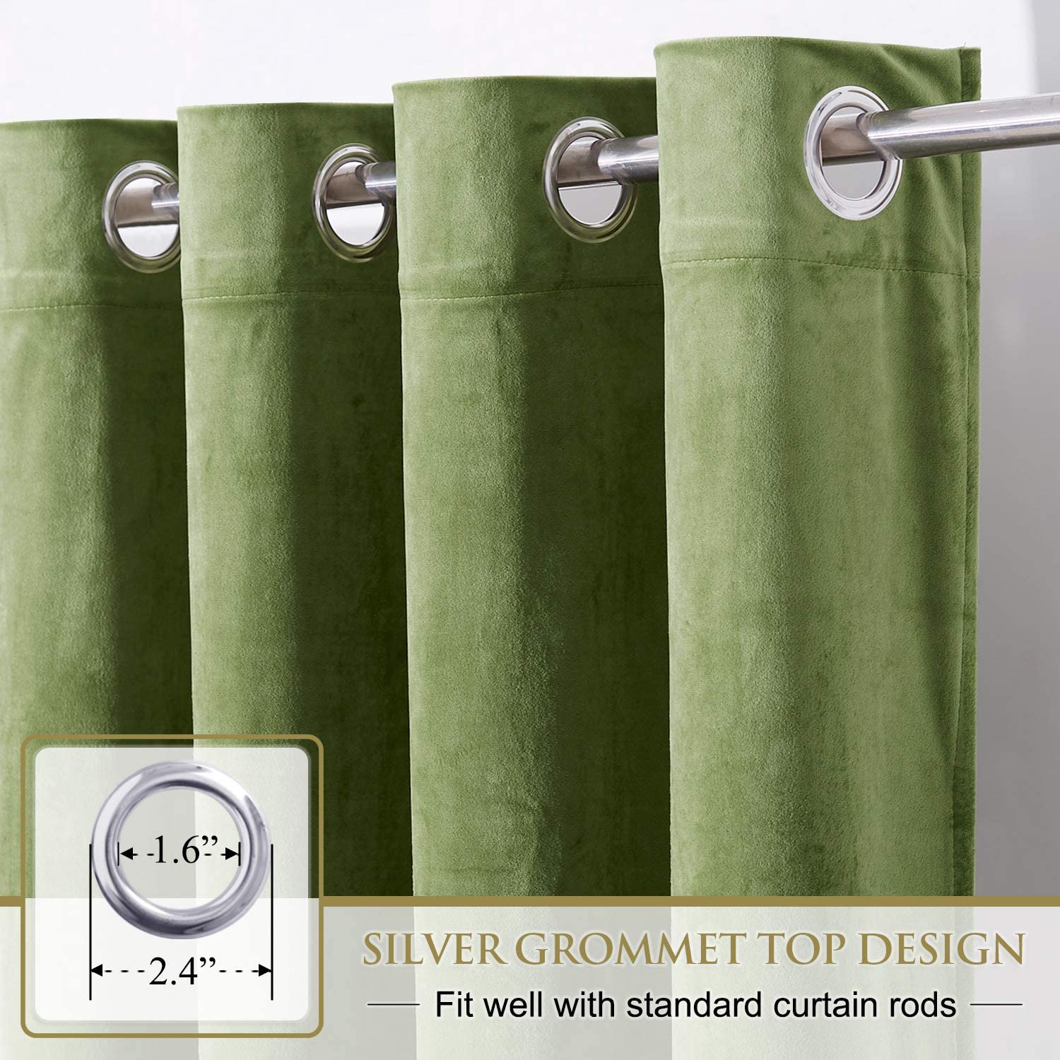Velvet Blackout Curtains with Silver Rings 2 Panels | Sansoti
