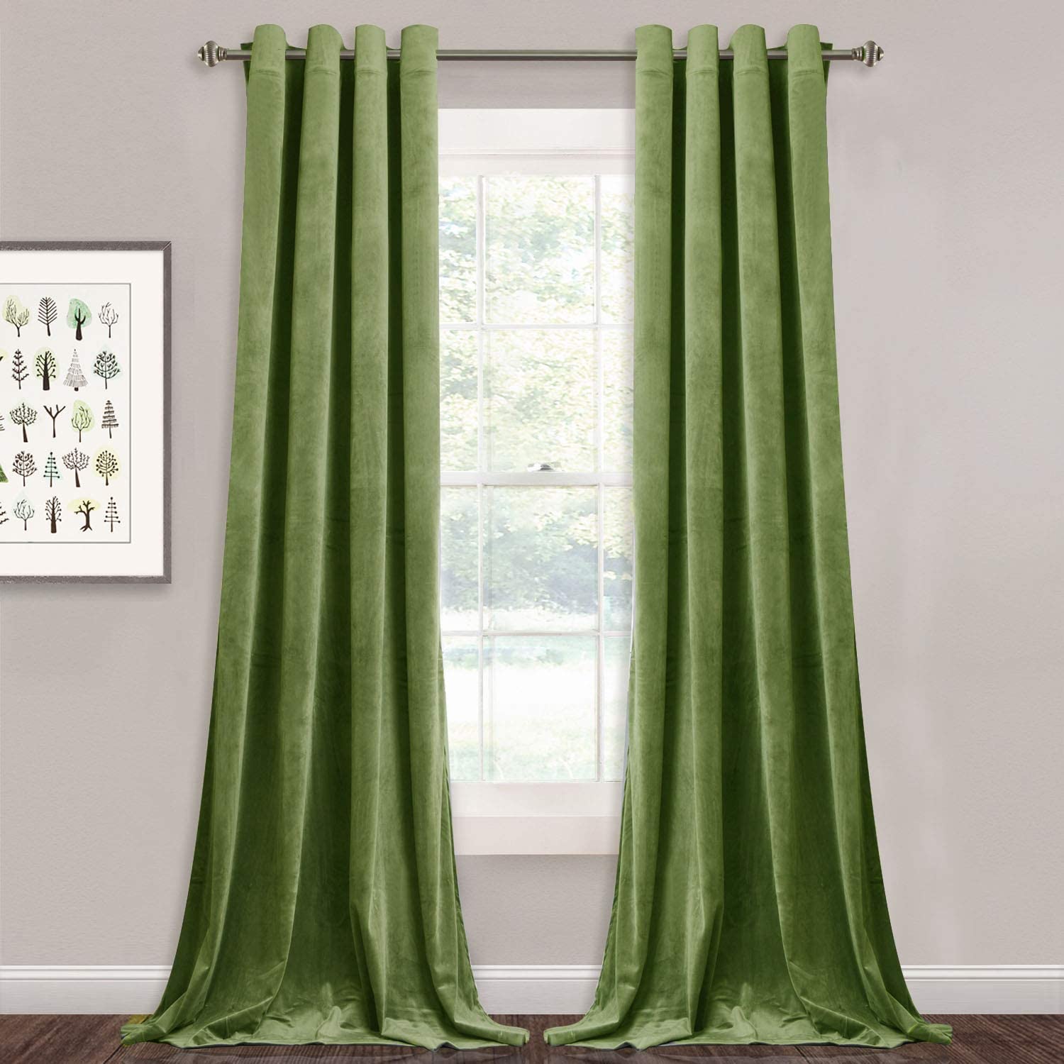 Velvet Blackout Curtains with Silver Rings 2 Panels | Sansoti