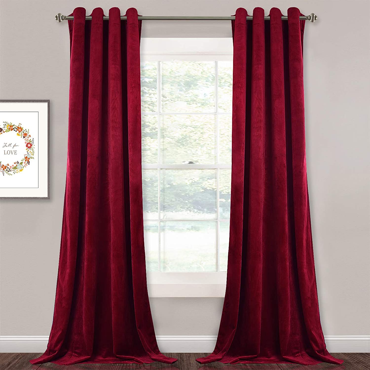 Velvet Blackout Curtains with Silver Rings 2 Panels | Sansoti
