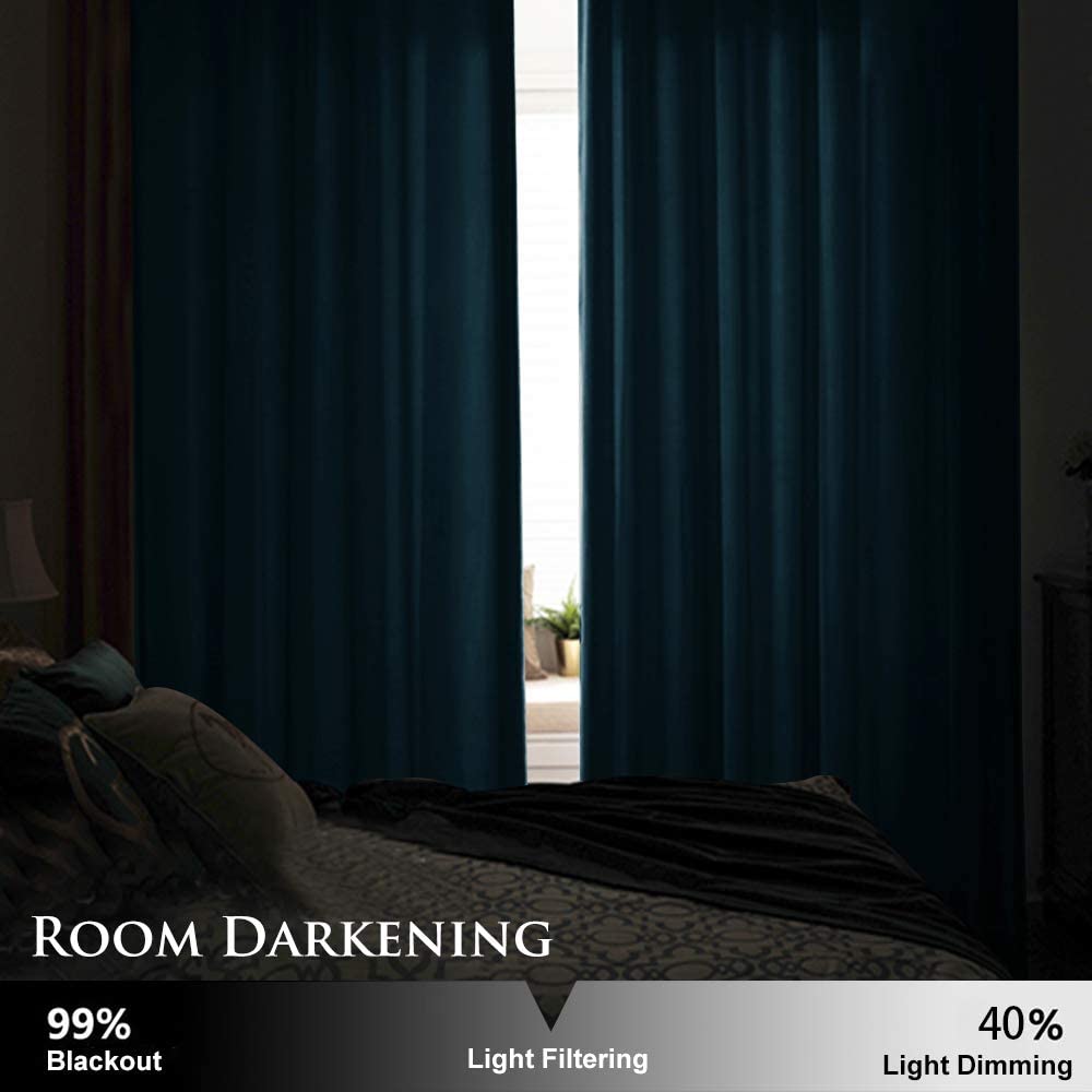 Velvet Blackout Curtains with Silver Rings 2 Panels | Sansoti