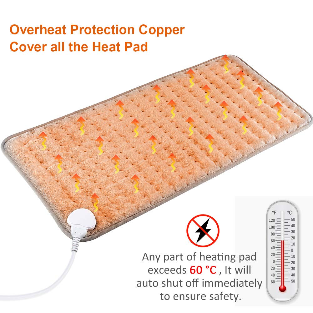 Electric Heating Pad with 10 Temperature Settings and Timer for Back Neck Abdomen Legs Pain Relief | Sansoti