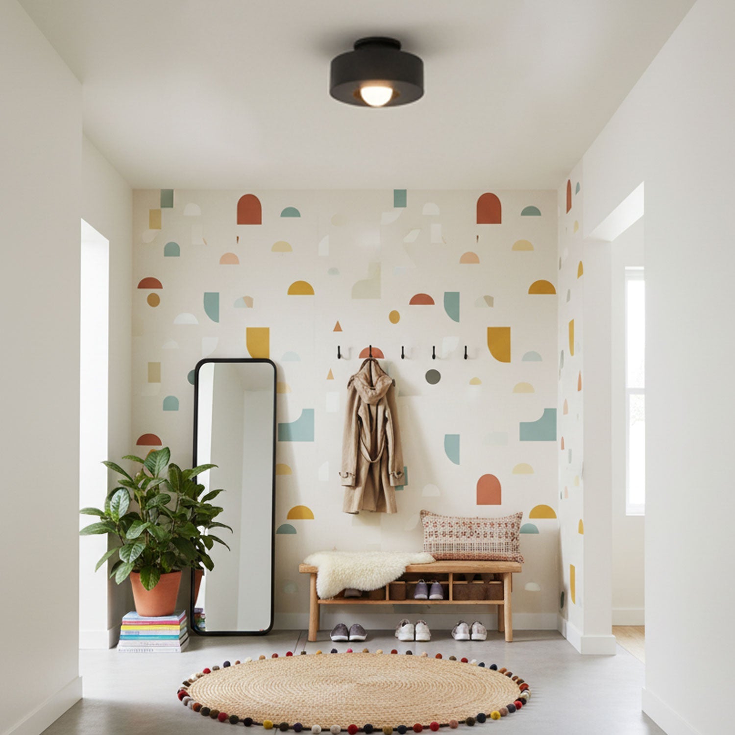 Plafondlamp Simon met Gestapelde Cilindervormen Hars Beschikbaar in Rood Groen Zwart E26 E27 Fitting Ø30×15cm Minimalistisch Design Geometrisch Sculptuur Verlichtingselement | Sansoti