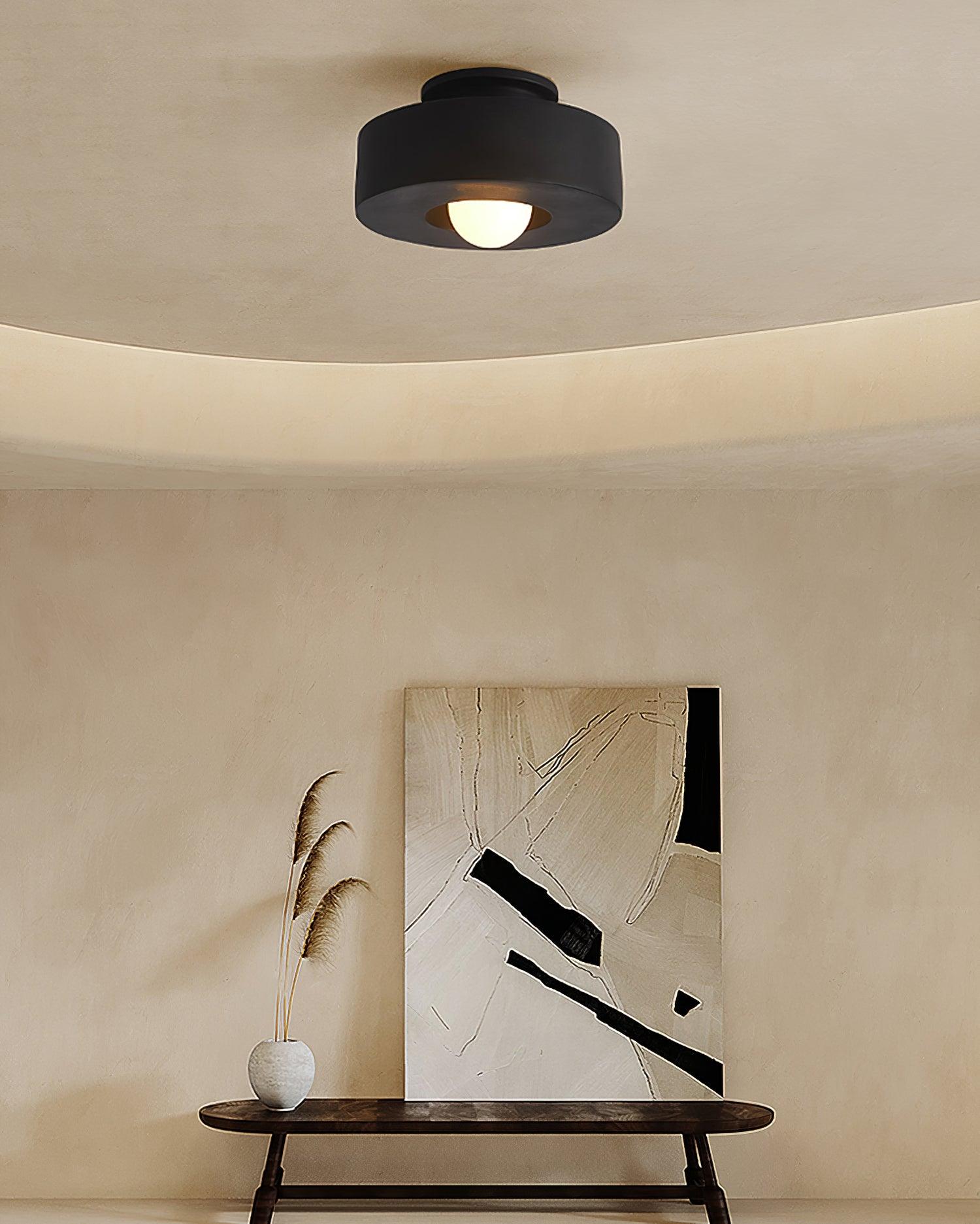 Plafondlamp Simon met Gestapelde Cilindervormen Hars Beschikbaar in Rood Groen Zwart E26 E27 Fitting Ø30×15cm Minimalistisch Design Geometrisch Sculptuur Verlichtingselement | Sansoti