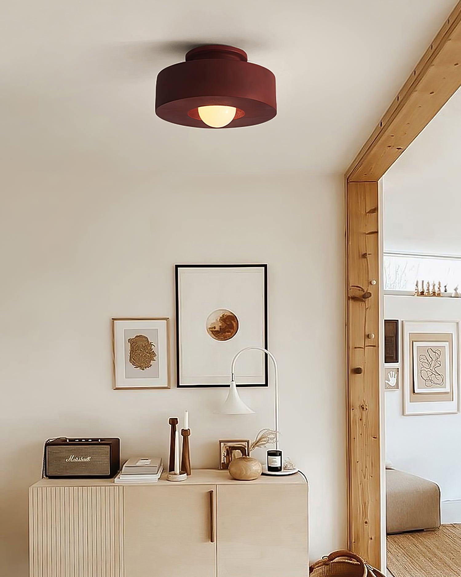 Plafondlamp Simon met Gestapelde Cilindervormen Hars Beschikbaar in Rood Groen Zwart E26 E27 Fitting Ø30×15cm Minimalistisch Design Geometrisch Sculptuur Verlichtingselement | Sansoti