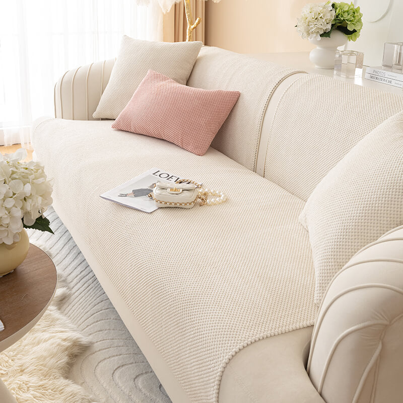 Sofabezug Plüsch-Sitzmöbelschutz Anti-Rutsch-Möbelschutz für Sofa Sessel Wohnzimmer Grau Beige | Sansoti