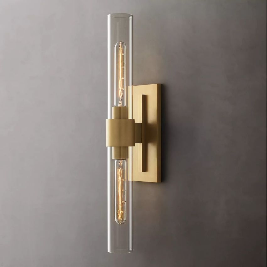 Applique murale en verre et acier avec effet bougie LED à intensité variable Éclairage mural rustique et moderne pour chambre, couloir et salon | Sansoti