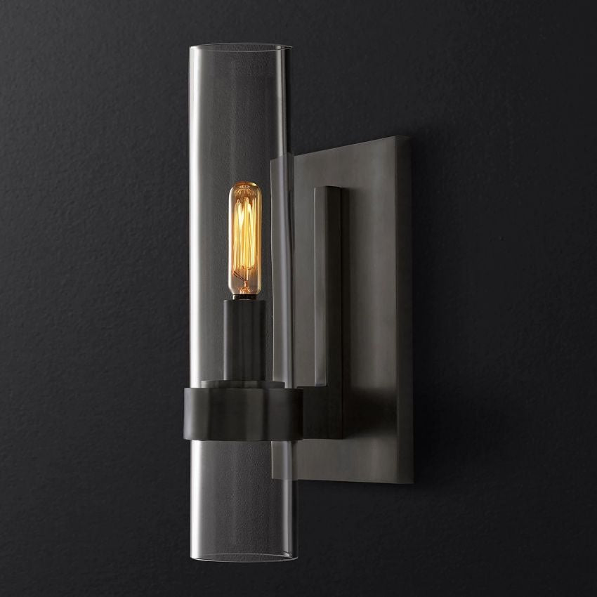 Applique murale en verre et acier avec effet bougie LED à intensité variable Éclairage mural rustique et moderne pour chambre, couloir et salon | Sansoti
