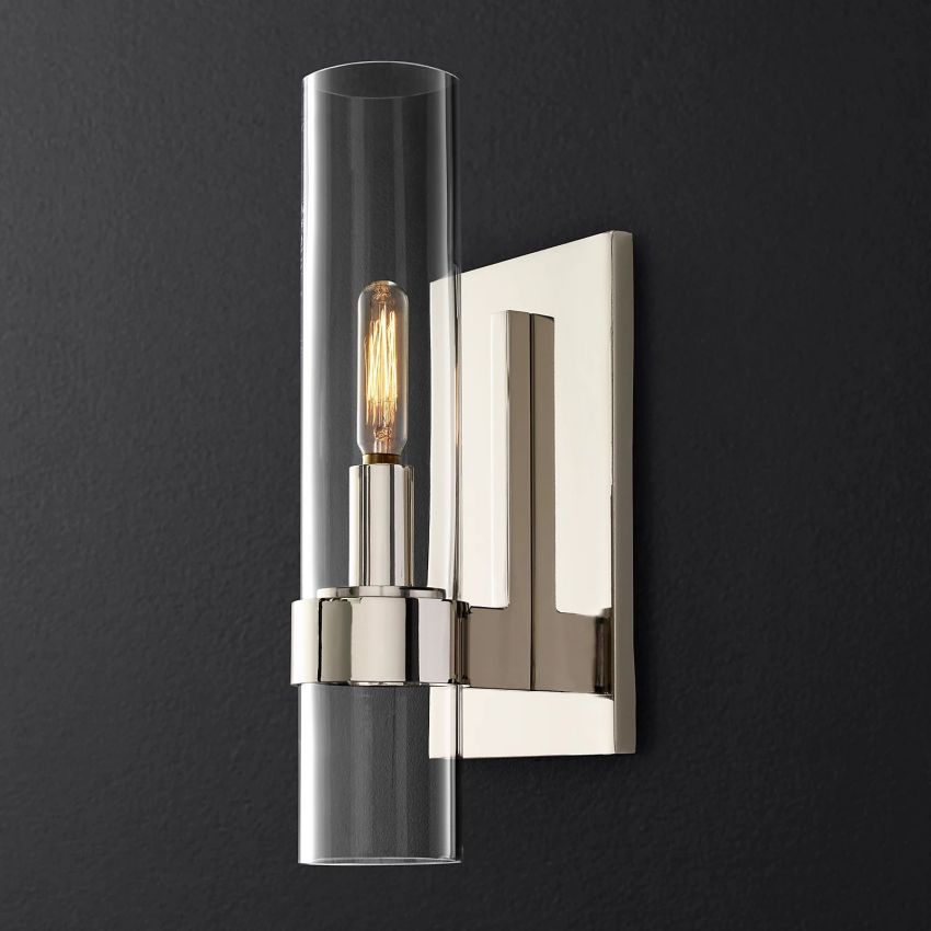 Applique murale en verre et acier avec effet bougie LED à intensité variable Éclairage mural rustique et moderne pour chambre, couloir et salon | Sansoti
