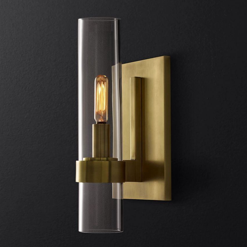 Applique murale en verre et acier avec effet bougie LED à intensité variable Éclairage mural rustique et moderne pour chambre, couloir et salon | Sansoti