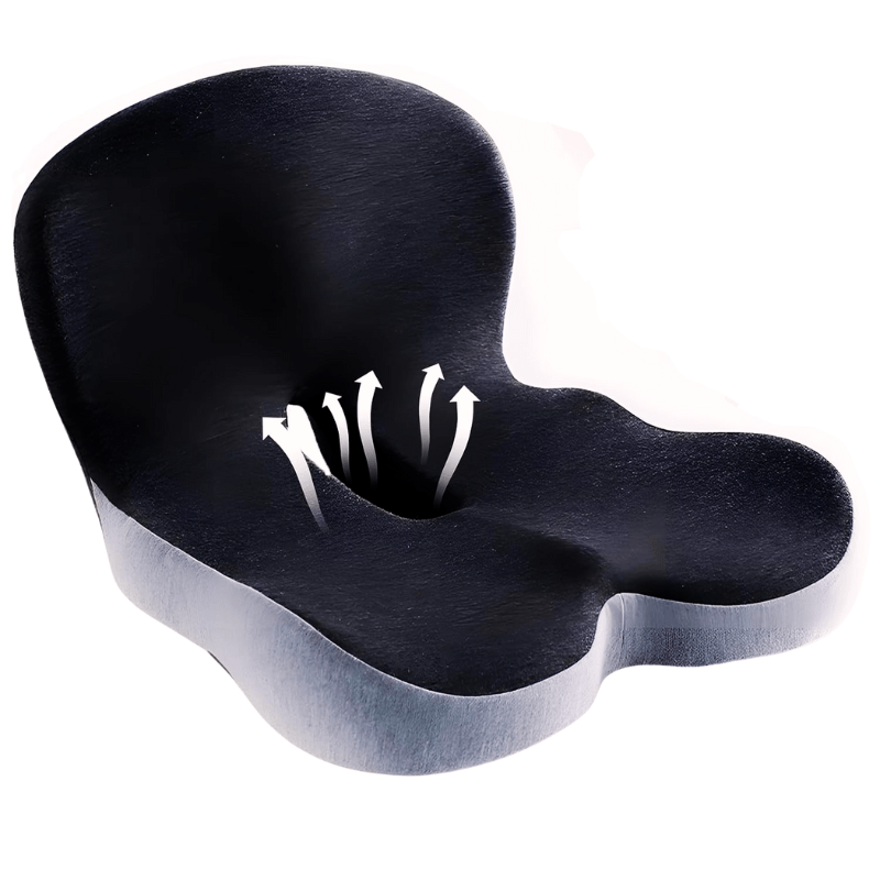 ErgoComfort Zitkussen Memory Foam Ergonomisch Drukverlagend Antislip | Bureaustoel Auto Thuiswerken Rugpijn Steunkussen Zitkussens | Sansoti